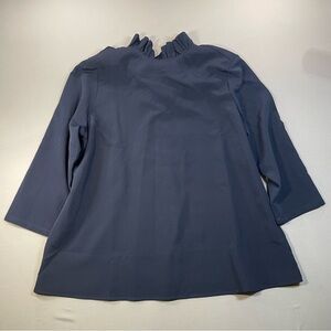 Tuckernuck Faye Blouse, Ruffle Stand Neck, Bow-Tie Back, 3/4 Sleeve - Women XXXL